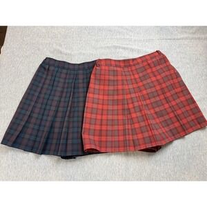 Lot‎ Of 2 Girls Uniqlo Plaid Skort School Uniform Academia  90s Y2K Red Green